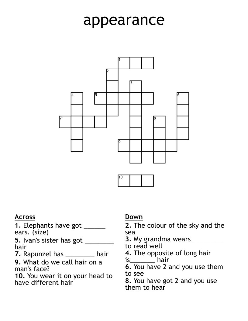 Appearance Crossword WordMint