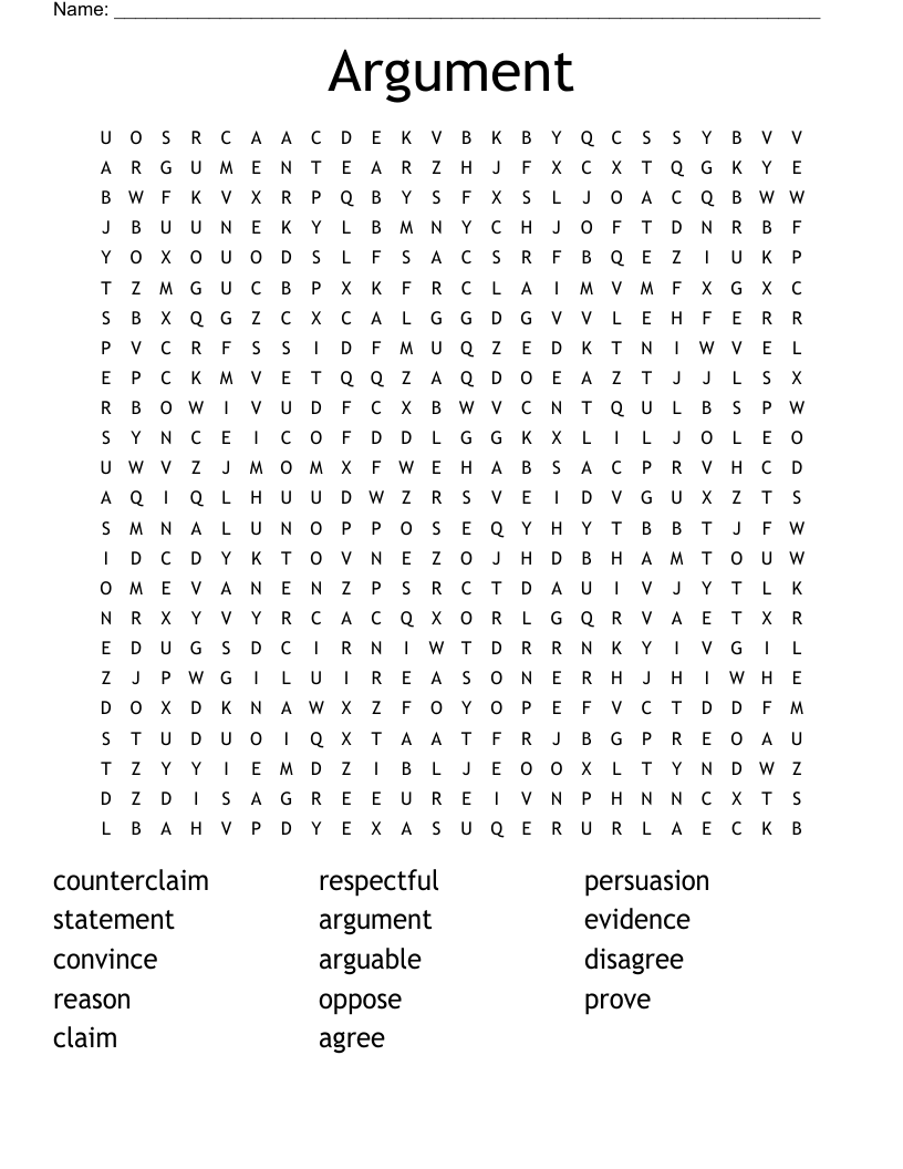 Argument Word Search WordMint