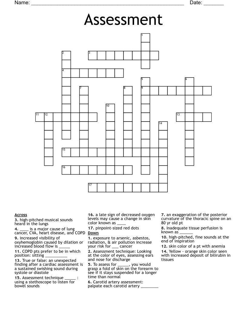 Assessment Crossword WordMint
