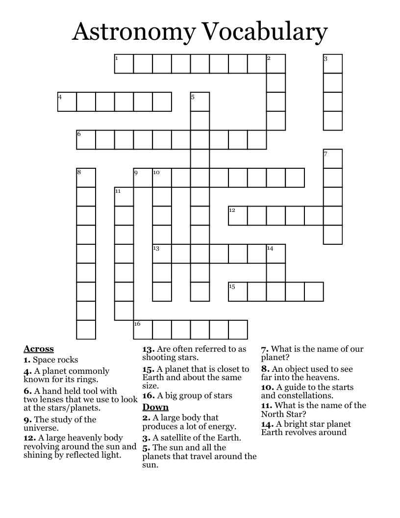heavens crossword puzzle