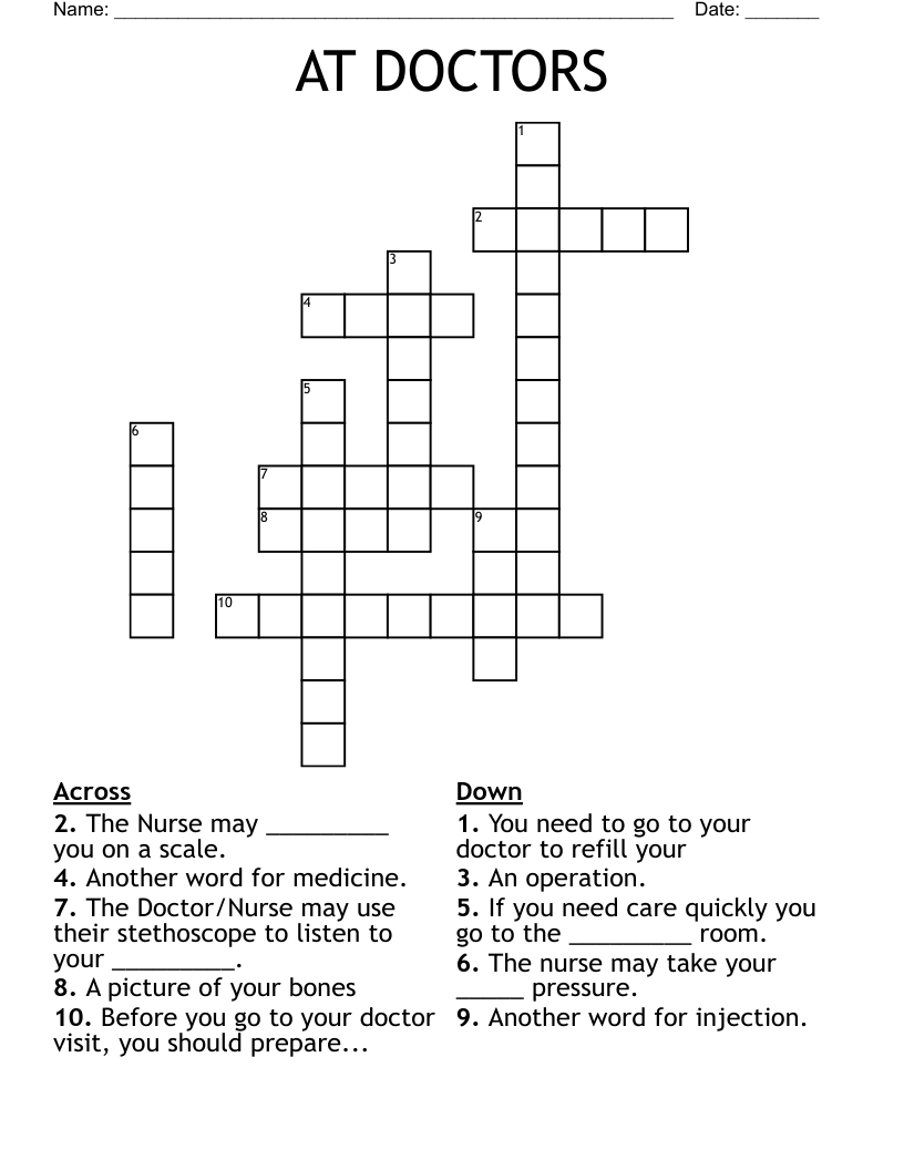 AT DOCTORS Crossword WordMint