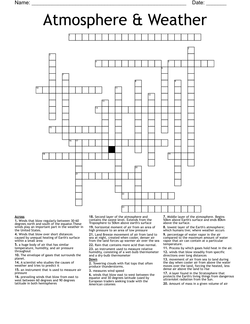 Atmosphere Weather Crossword WordMint Atmosphere Weather Crossword WordMint