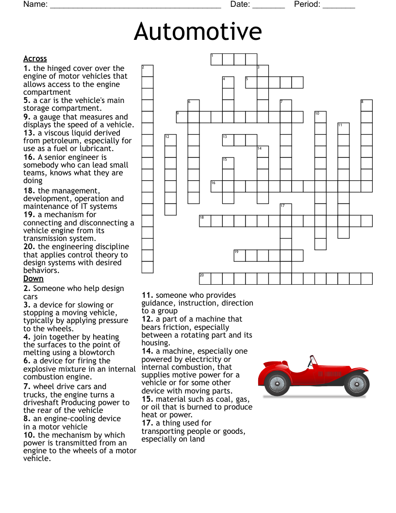 Automotive Crossword WordMint Automotive Crossword WordMint