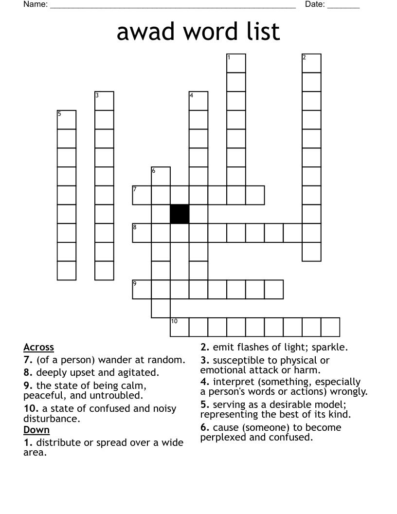 Awad Word List Crossword WordMint