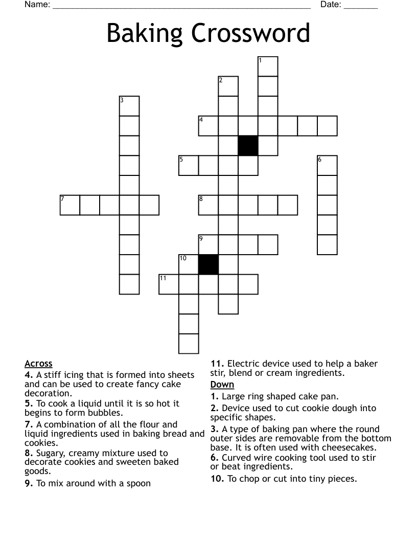 Baking Crossword WordMint Baking Crossword WordMint