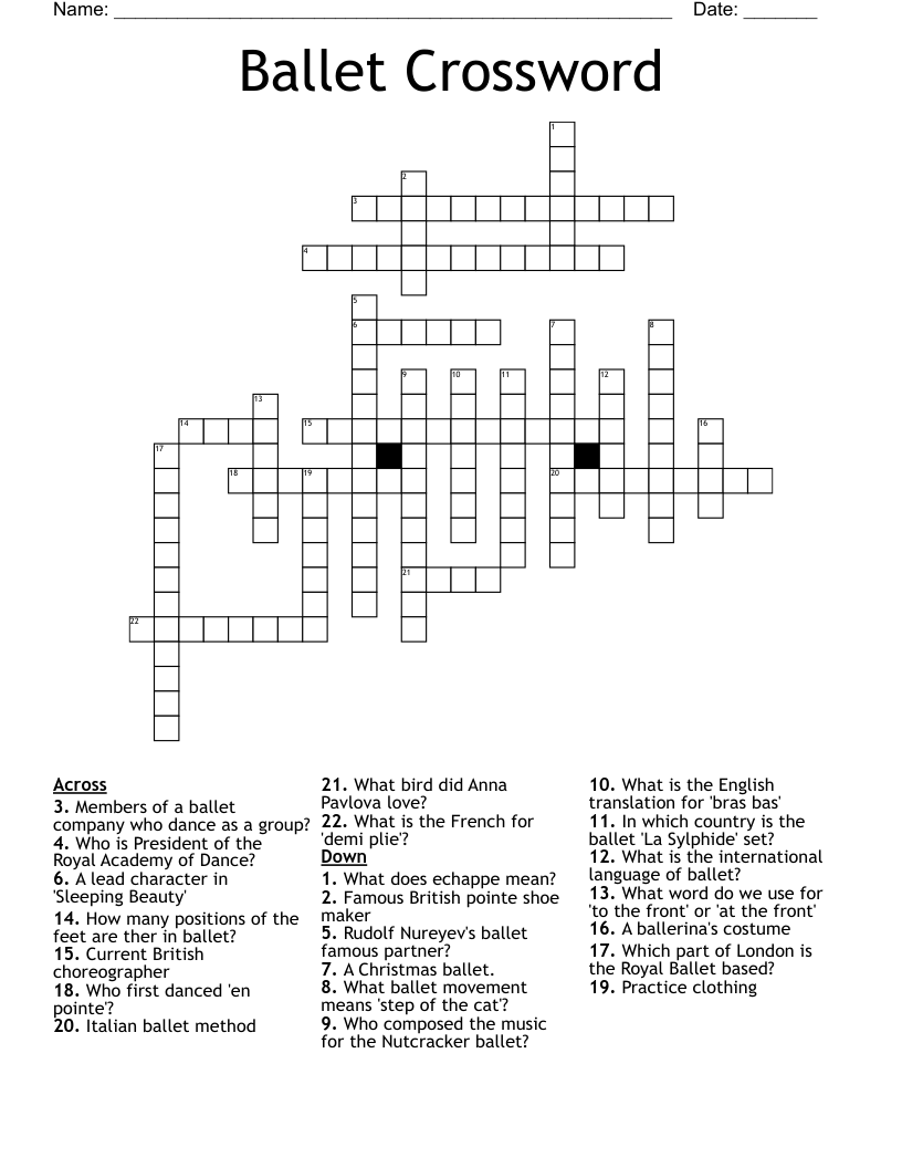 Ballet Crossword WordMint
