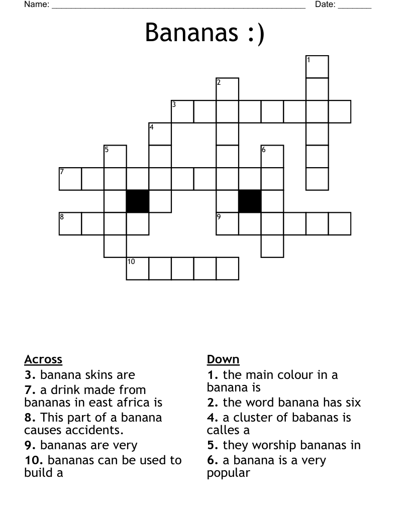 Bananas Crossword WordMint