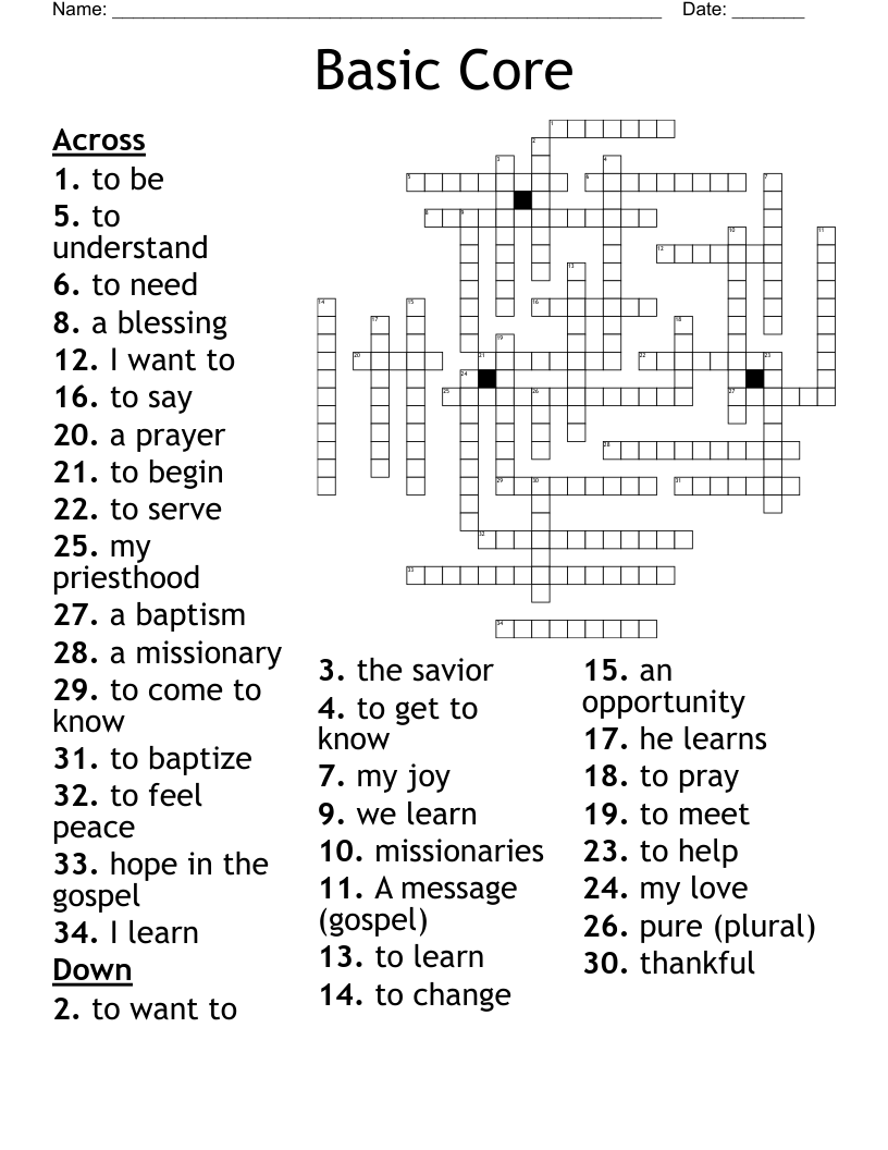 Basic Core Crossword WordMint Basic Core Crossword WordMint