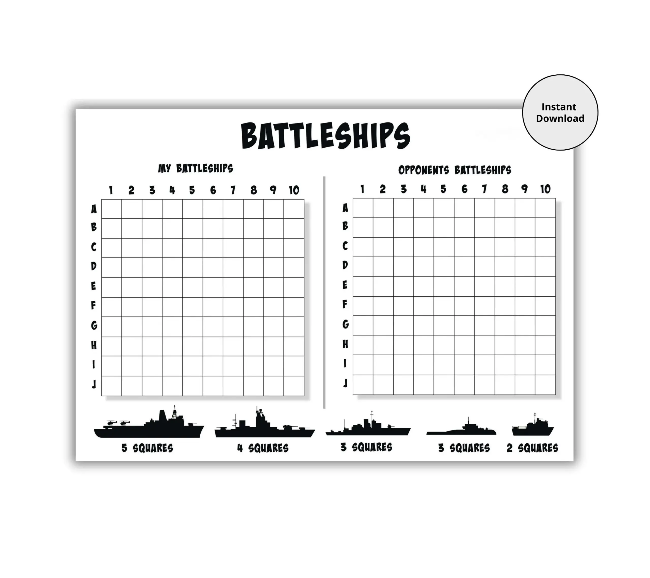 Battleship Game Printable Etsy