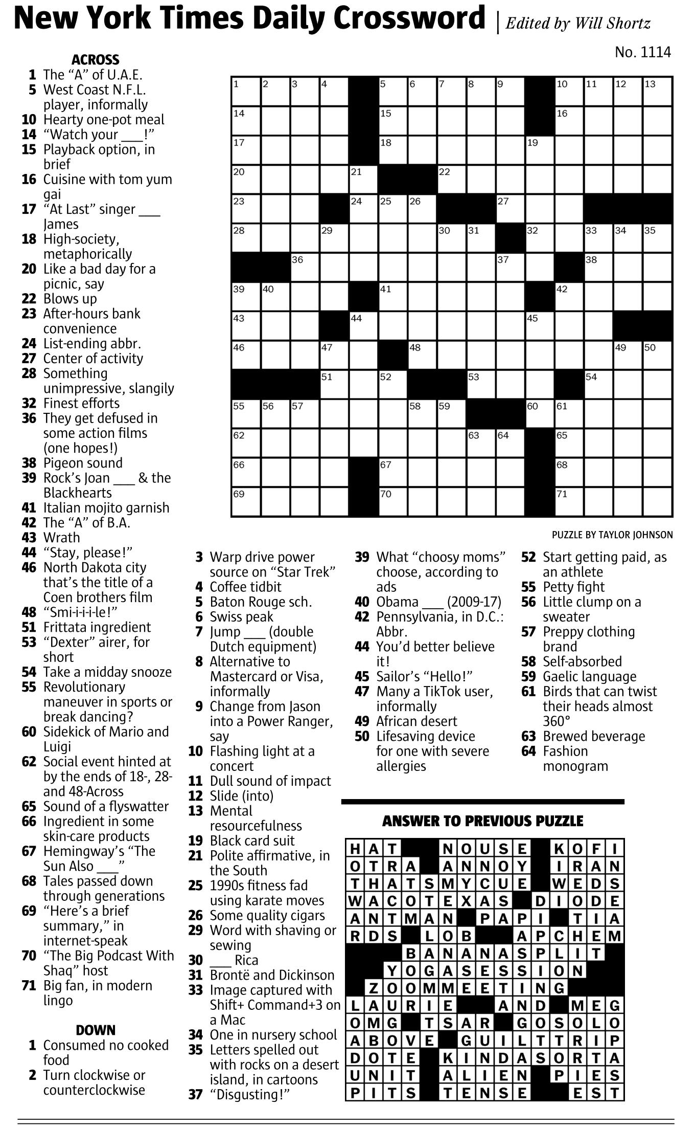 seattle crossword puzzle