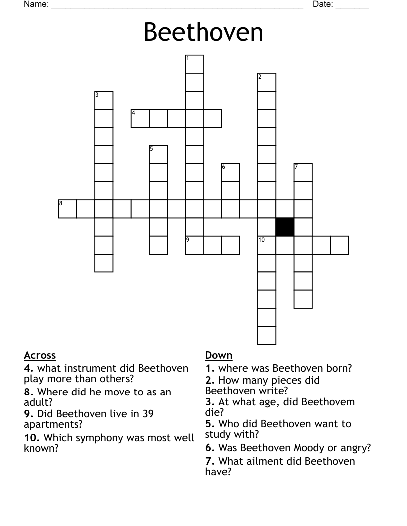 Beethoven Crossword WordMint