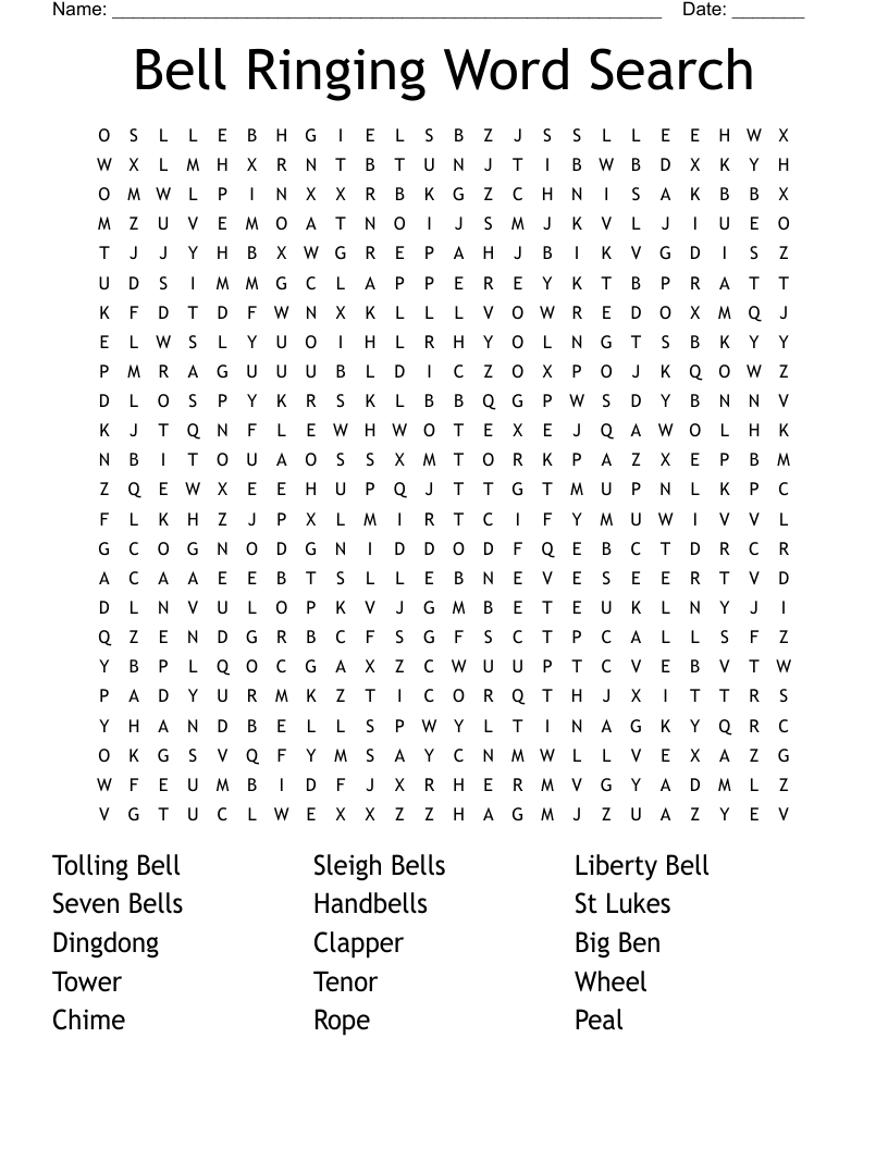 Bell Ringing Word Search WordMint