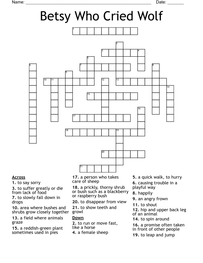 Betsy Who Cried Wolf Crossword WordMint