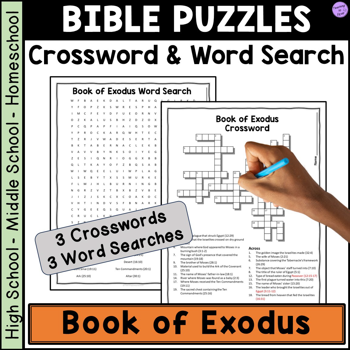 Bible Book Of Exodus Crossword Word Search Puzzle Activities Made By Teachers