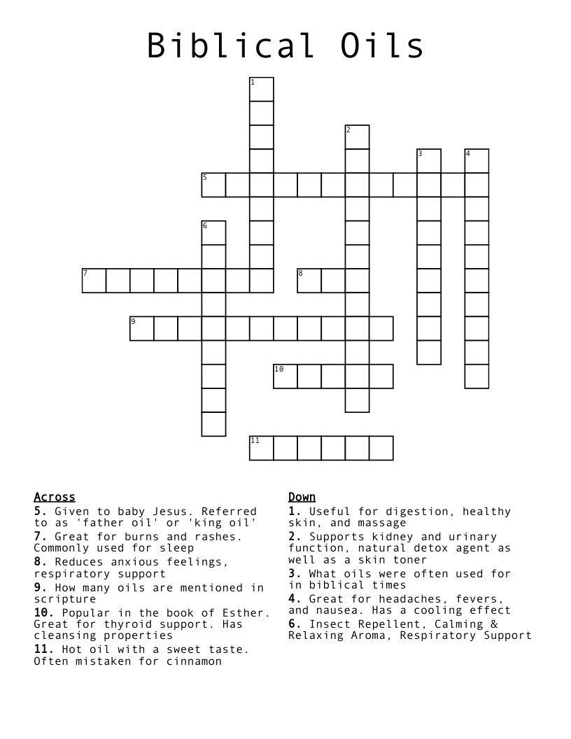 Biblical Oils Crossword WordMint