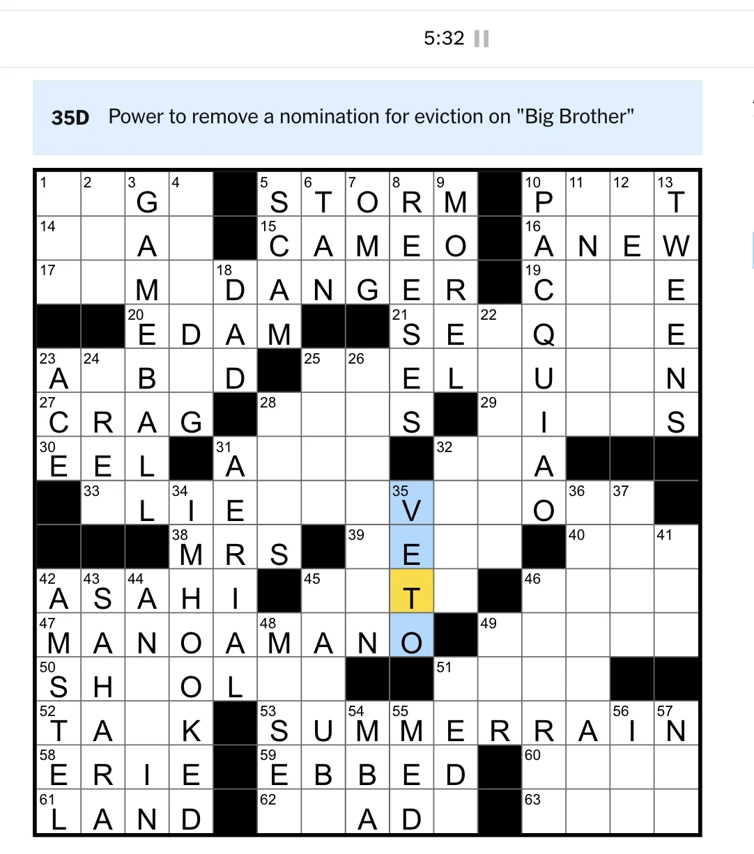 Big Brother Mention In Today s NYT Crossword R BigBrother