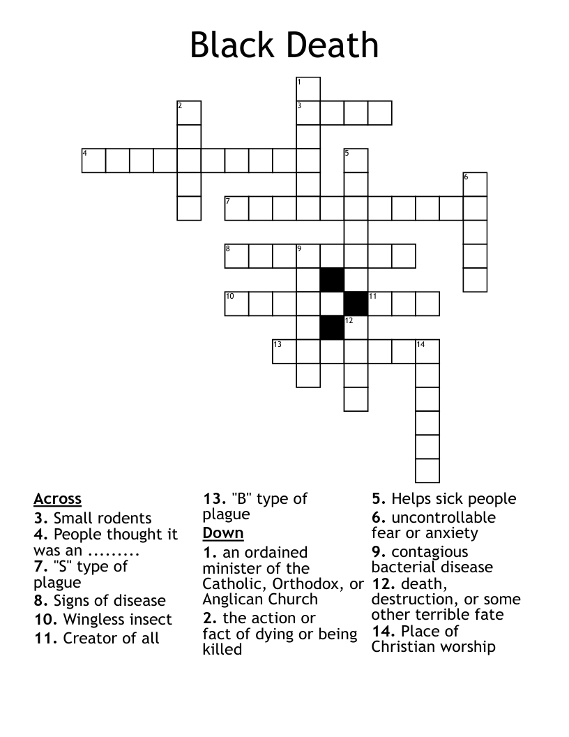 Black Death Crossword WordMint