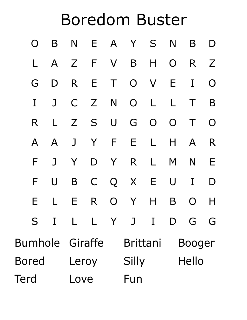 Boredom Buster Word Search WordMint Boredom Buster Word Search WordMint