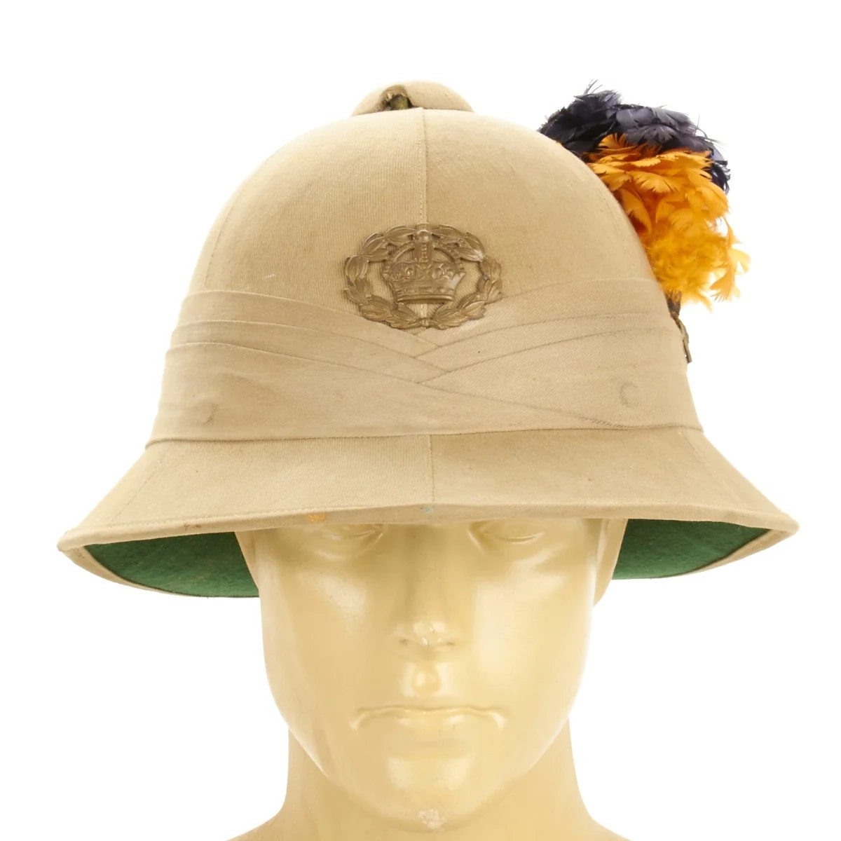 British WWII British Lancashire Fusiliers Wolseley Pattern Foreign Service Helmet With Tin Transit Chest International Military Antiques