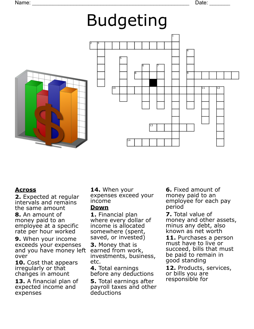 Budgeting Crossword WordMint