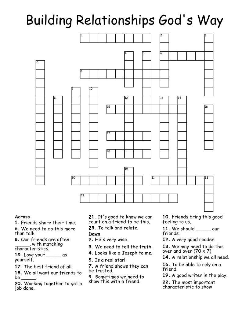 Building Relationships God s Way Crossword WordMint