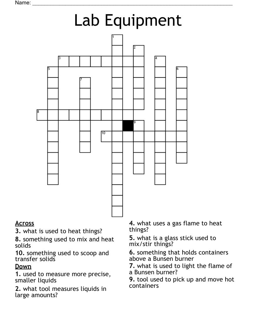 BUNSEN BURNER Crossword WordMint