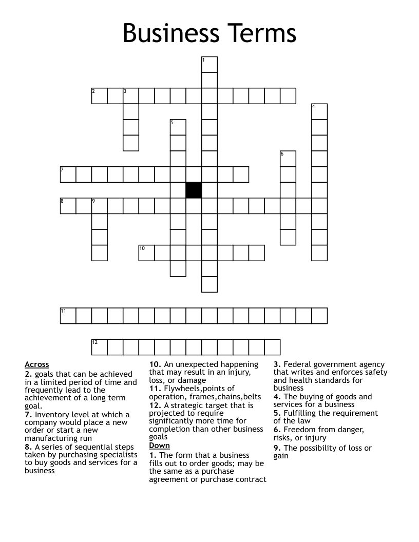 Business Terms Crossword WordMint Business Terms Crossword WordMint