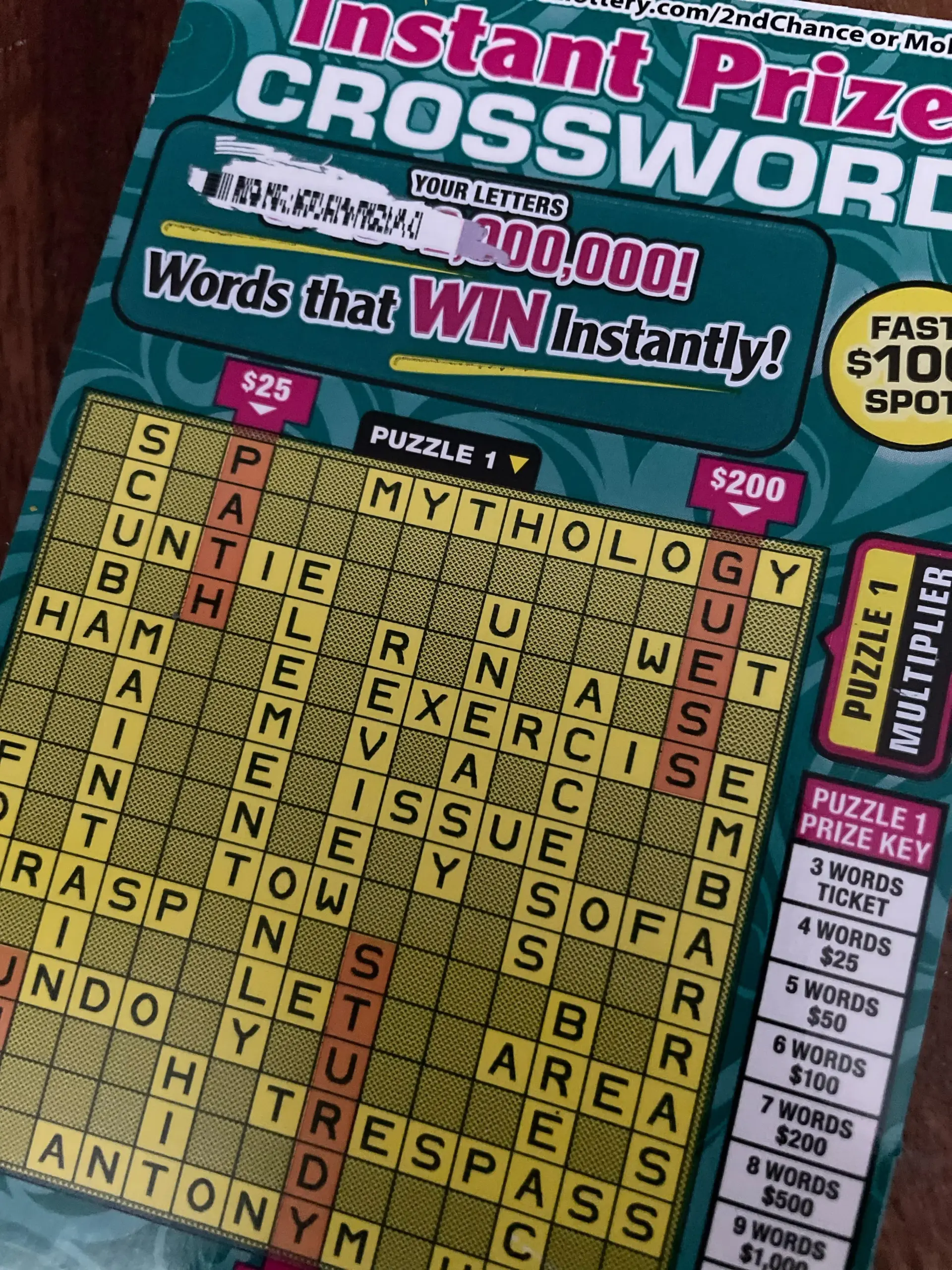California Instant Prize Crossword 20 Scratchers Outcome Of 15 Consecutive Tickets R Lottery