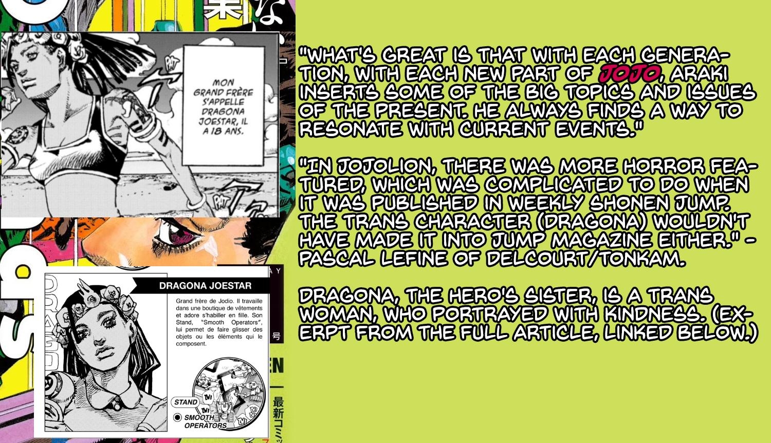 Can Anyone Give Me The Link To This Interview With JOJOLands French Translator And If This Is True Then Why Is Dragona Male In The Actual Books R JOJOLANDS