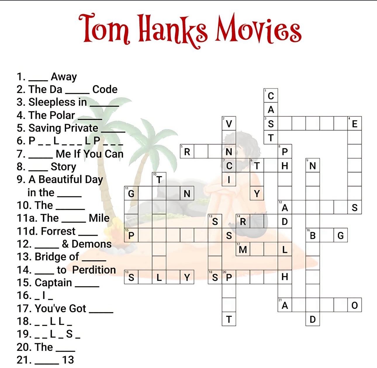 Can You Complete This Crossword Puzzle Of All The Ton Hanks Films R OnCinemaAtTheCinema