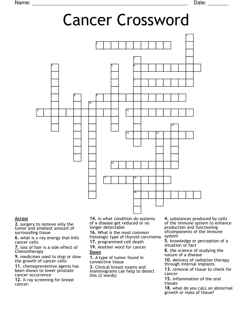 Cancer Crossword WordMint
