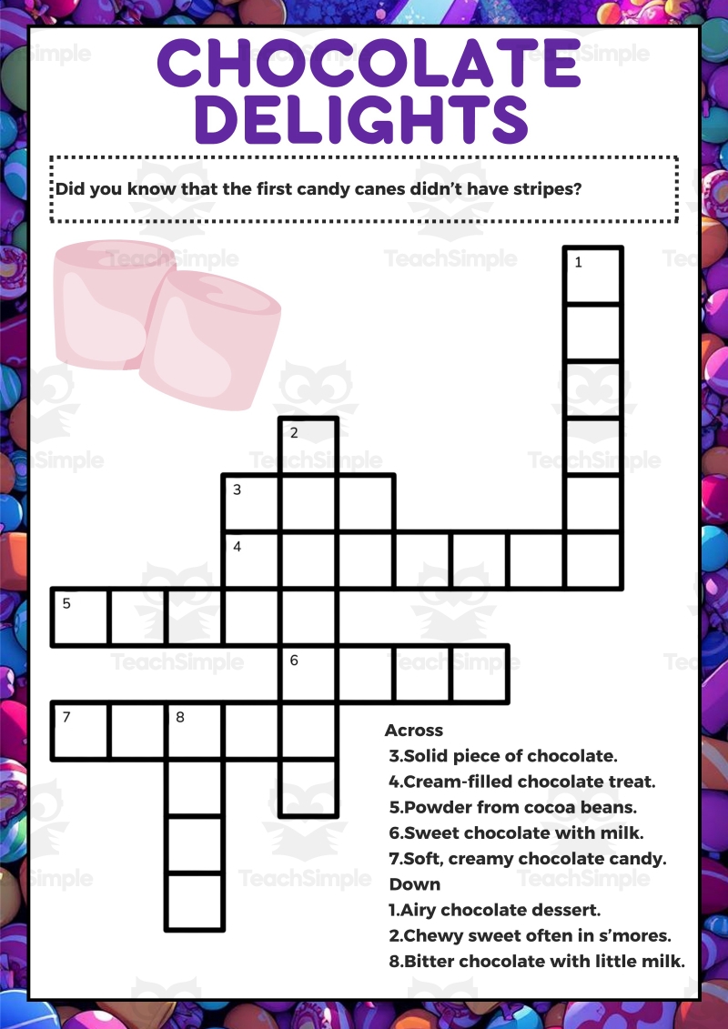 Candy Crosswords PDF By Teach Simple