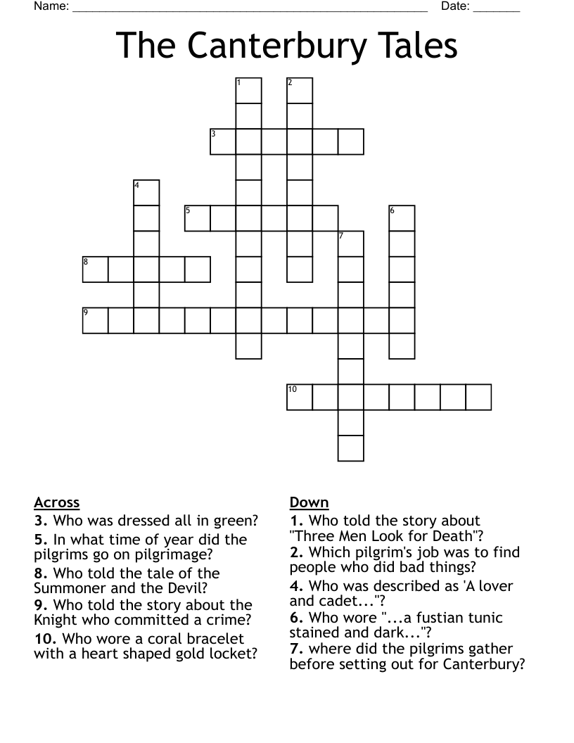Canterbury Tales Crossword WordMint