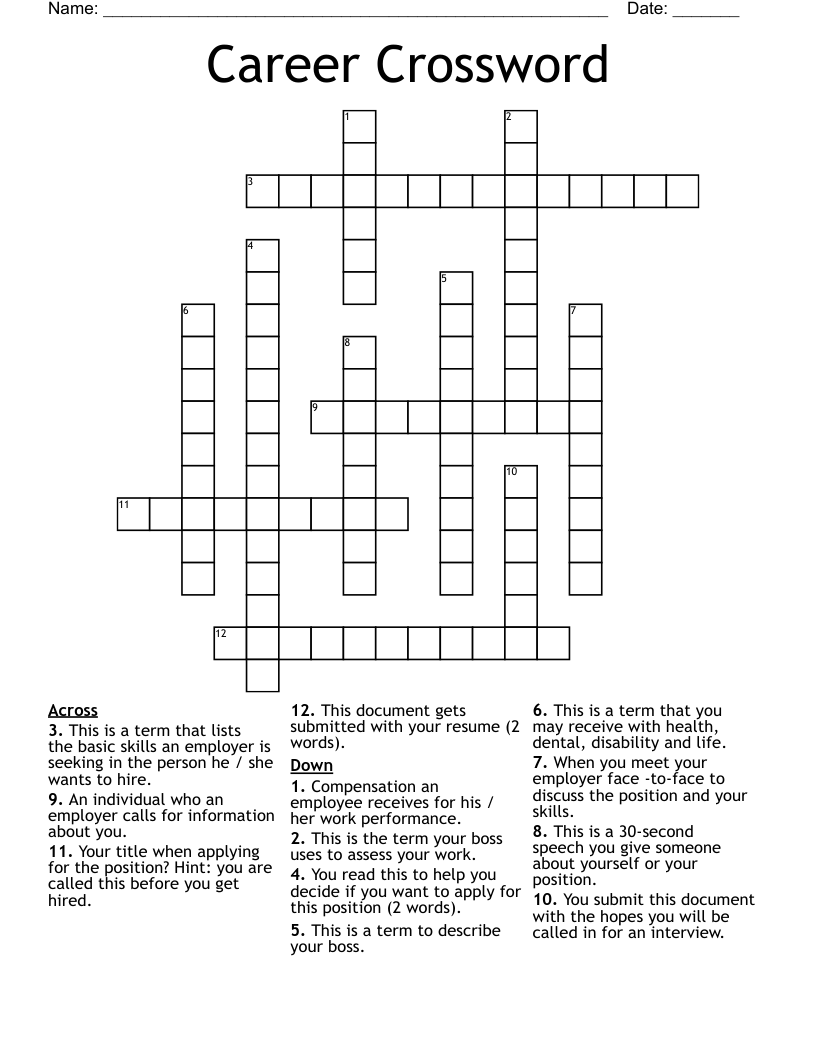 Career Crossword WordMint