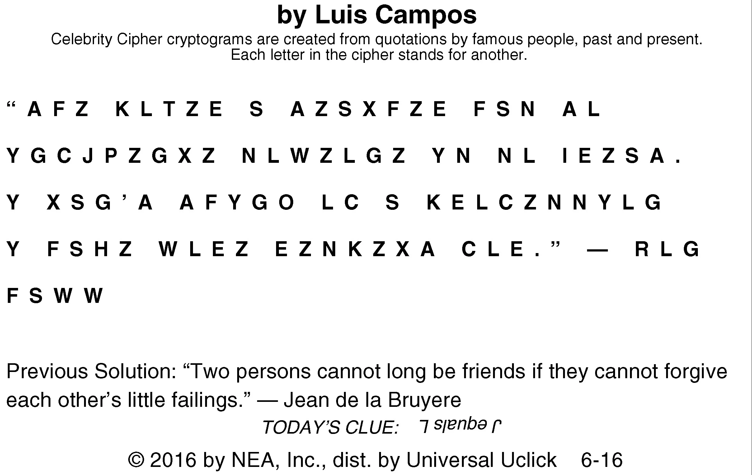 Celebrity Cipher Celebrity Cipher