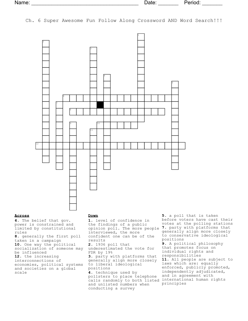 Ch 6 Super Awesome Fun Follow Along Crossword AND Word Search WordMint
