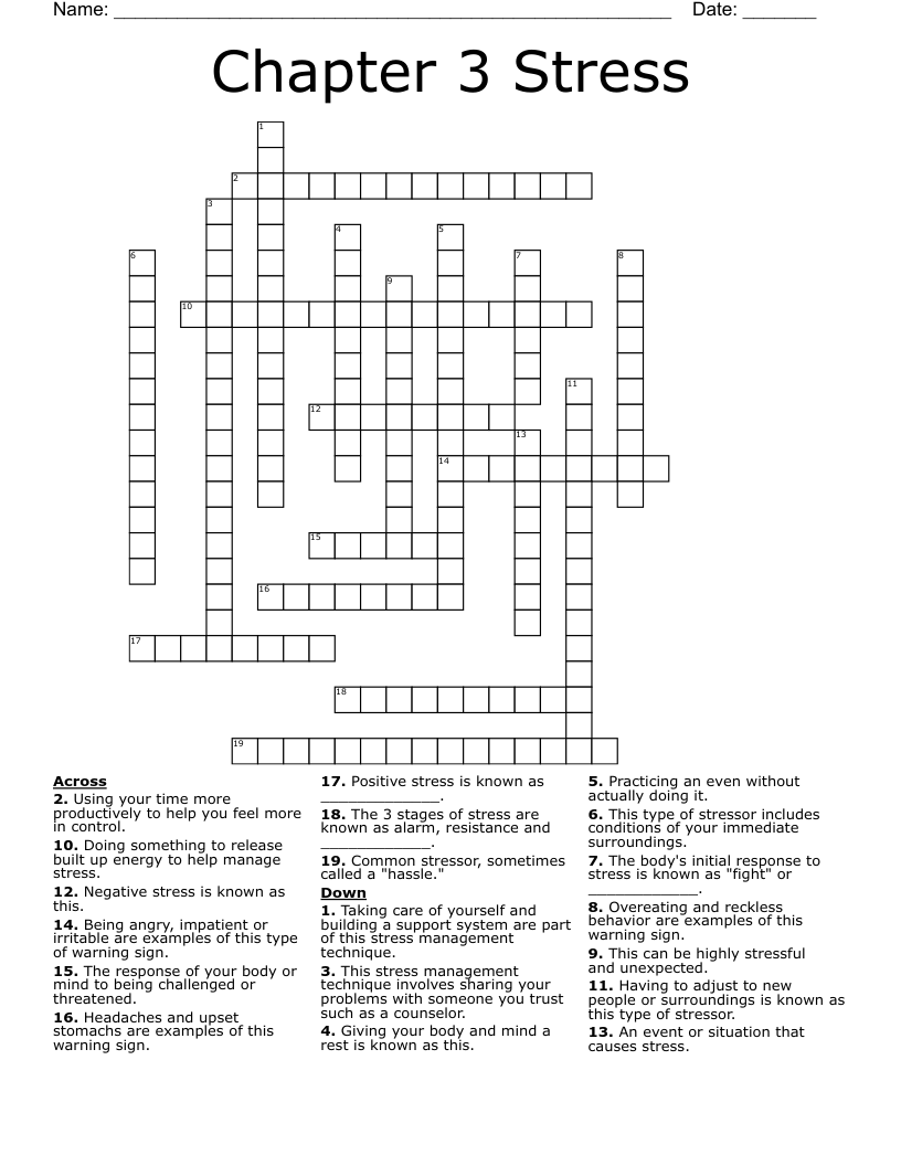 Chapter 3 Stress Crossword WordMint Chapter 3 Stress Crossword WordMint
