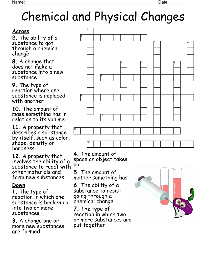 Chemical And Physical Changes Crossword WordMint
