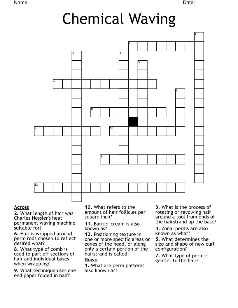 Chemical Waving Crossword WordMint