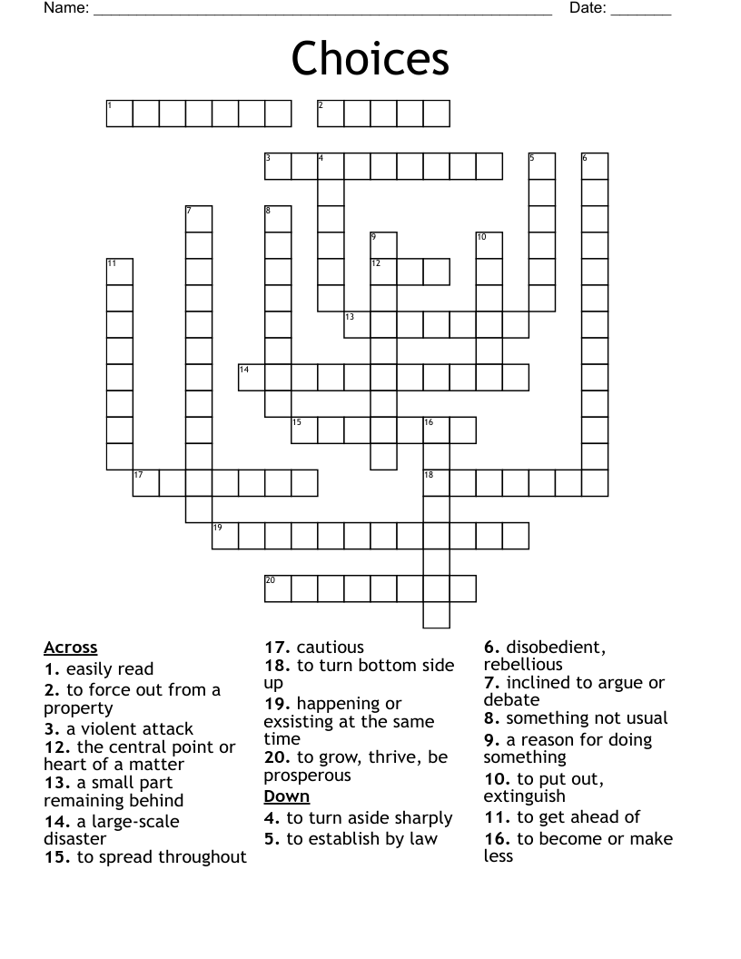 Choices Crossword WordMint