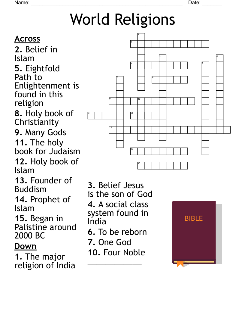 Christian Beliefs Crossword WordMint Christian Beliefs Crossword WordMint