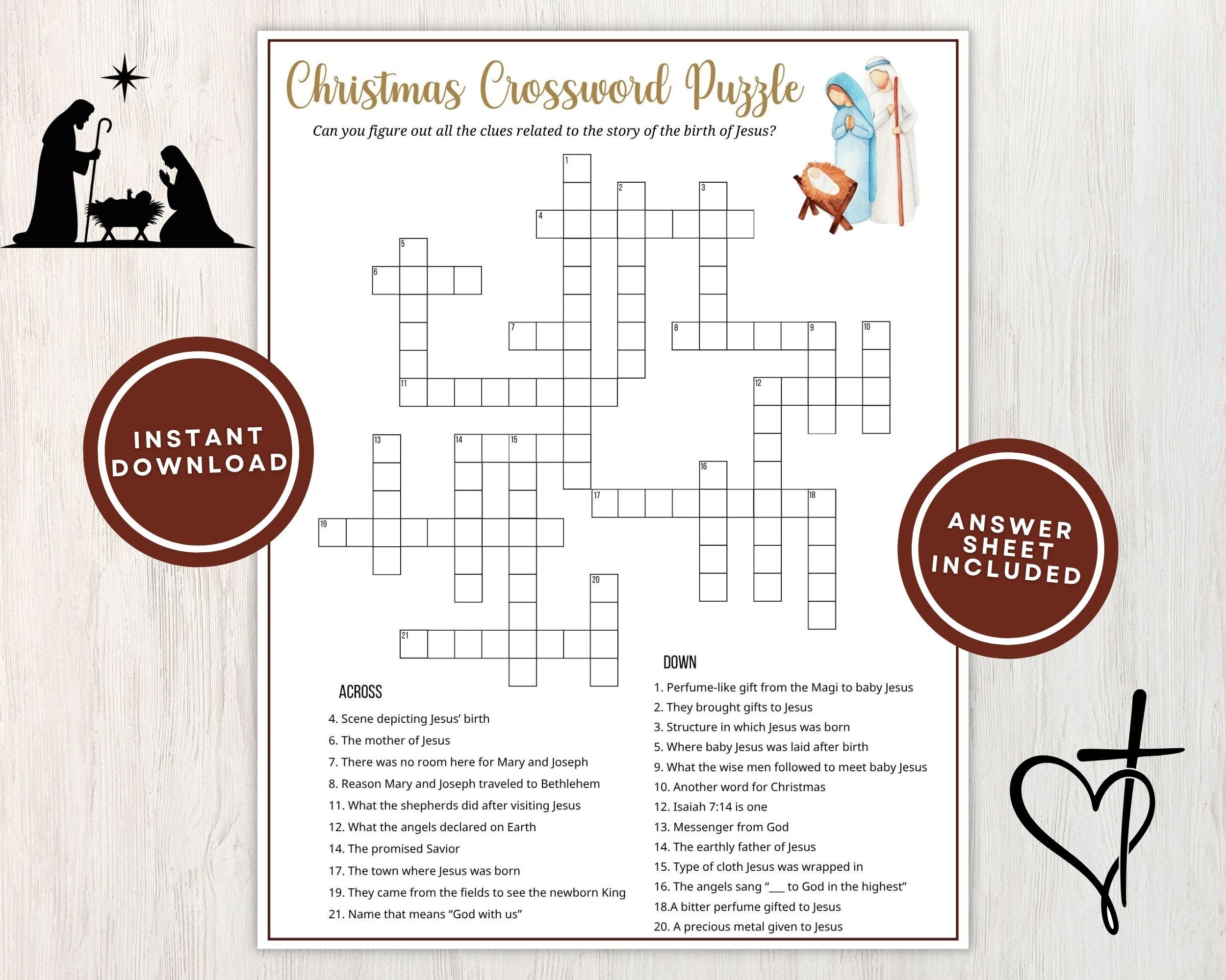 Christian Christmas Crossword Puzzle For Adults And Kids Fun Printable Word Game For Bible Study Church Or Youth Groups Instant Download Etsy Ireland