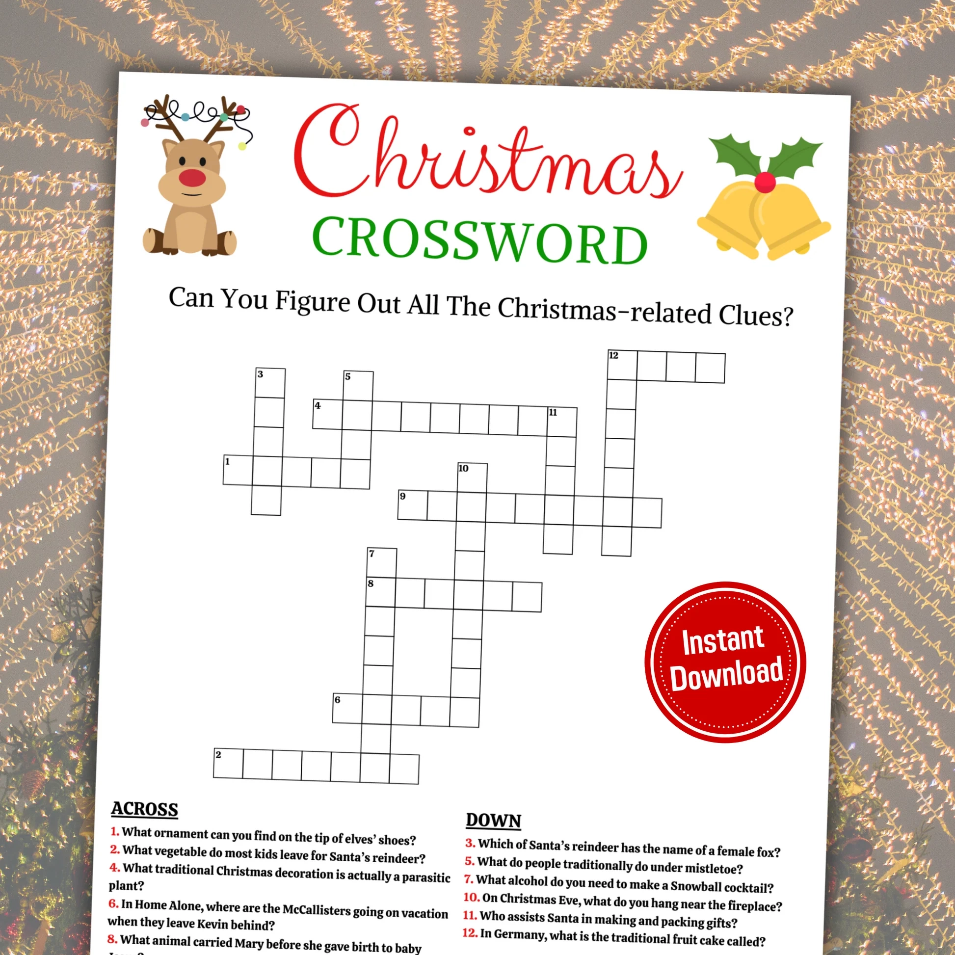 Christmas Crossword Game Printable Christmas Word Puzzle Funny Print For You Christmas Crossword Game Printable Christmas Word Puzzle Funny Print For You