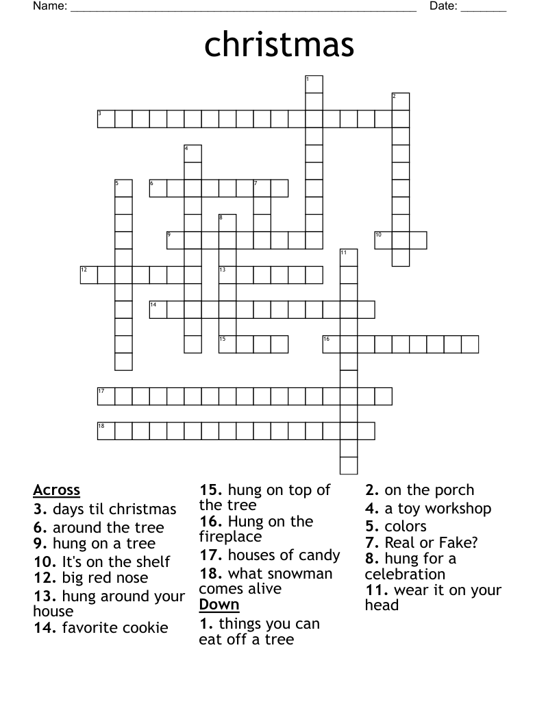 Christmas Crossword WordMint Christmas Crossword WordMint