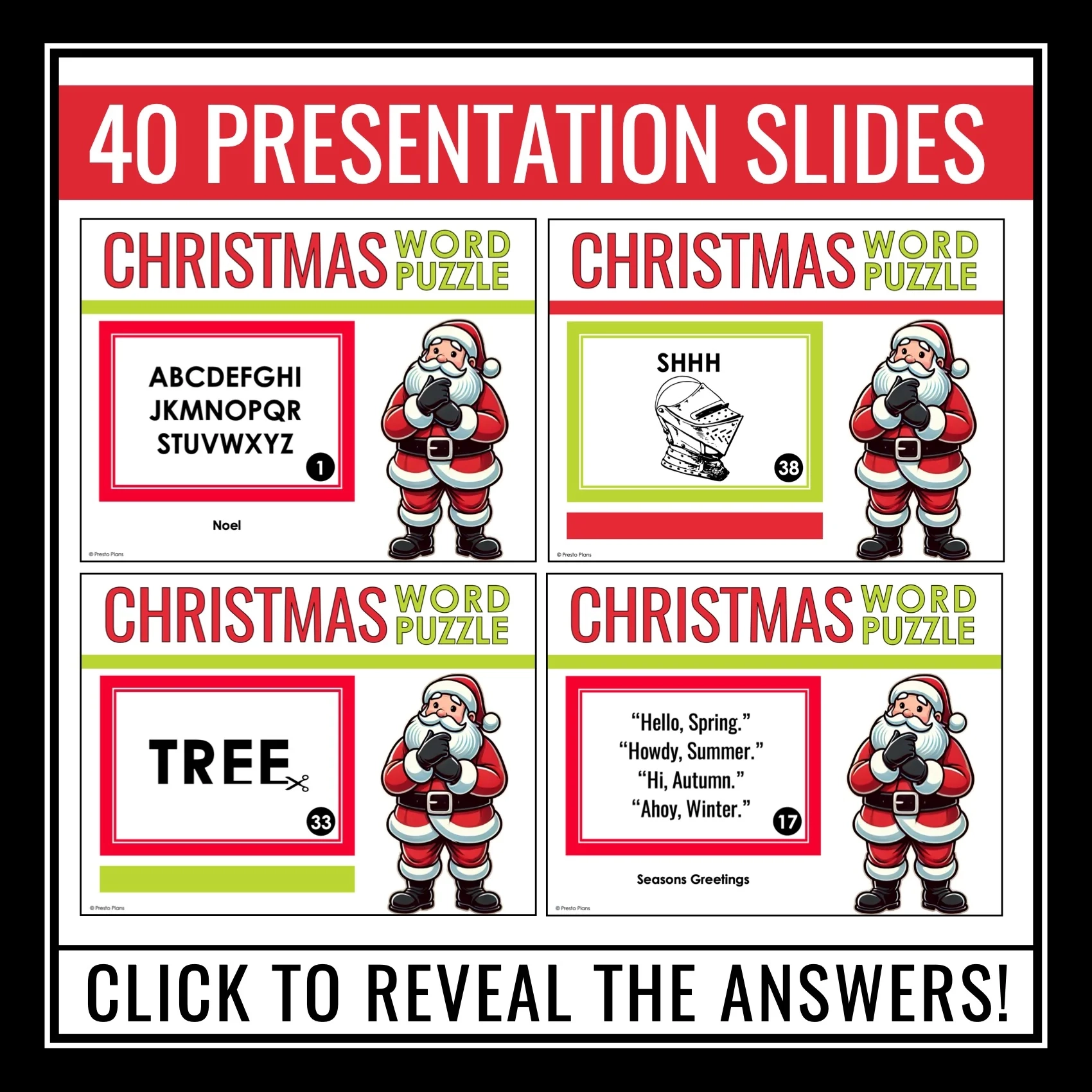 Christmas Word Puzzles Brain Teasers Game Logic Rebus Word Sense Bra Presto Plans