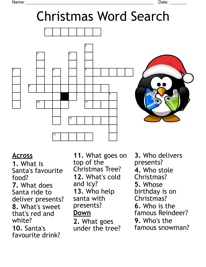 Christmas Word Search Crossword WordMint