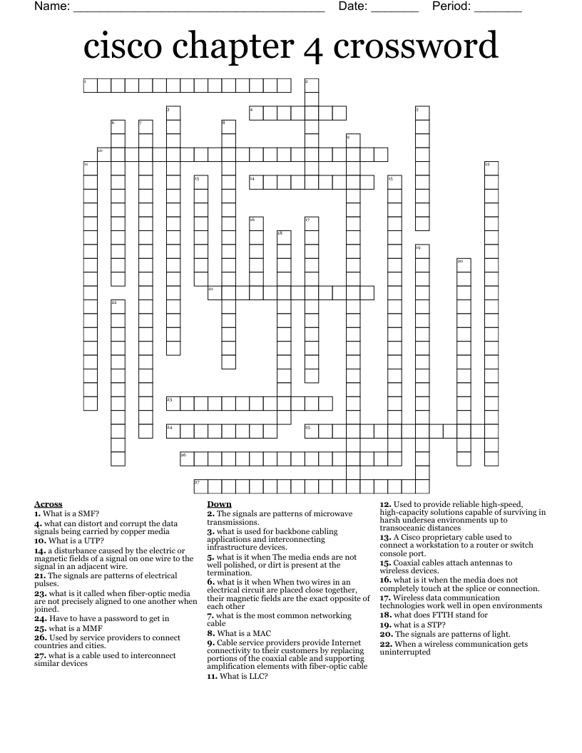 Cisco Chapter 4 Crossword WordMint