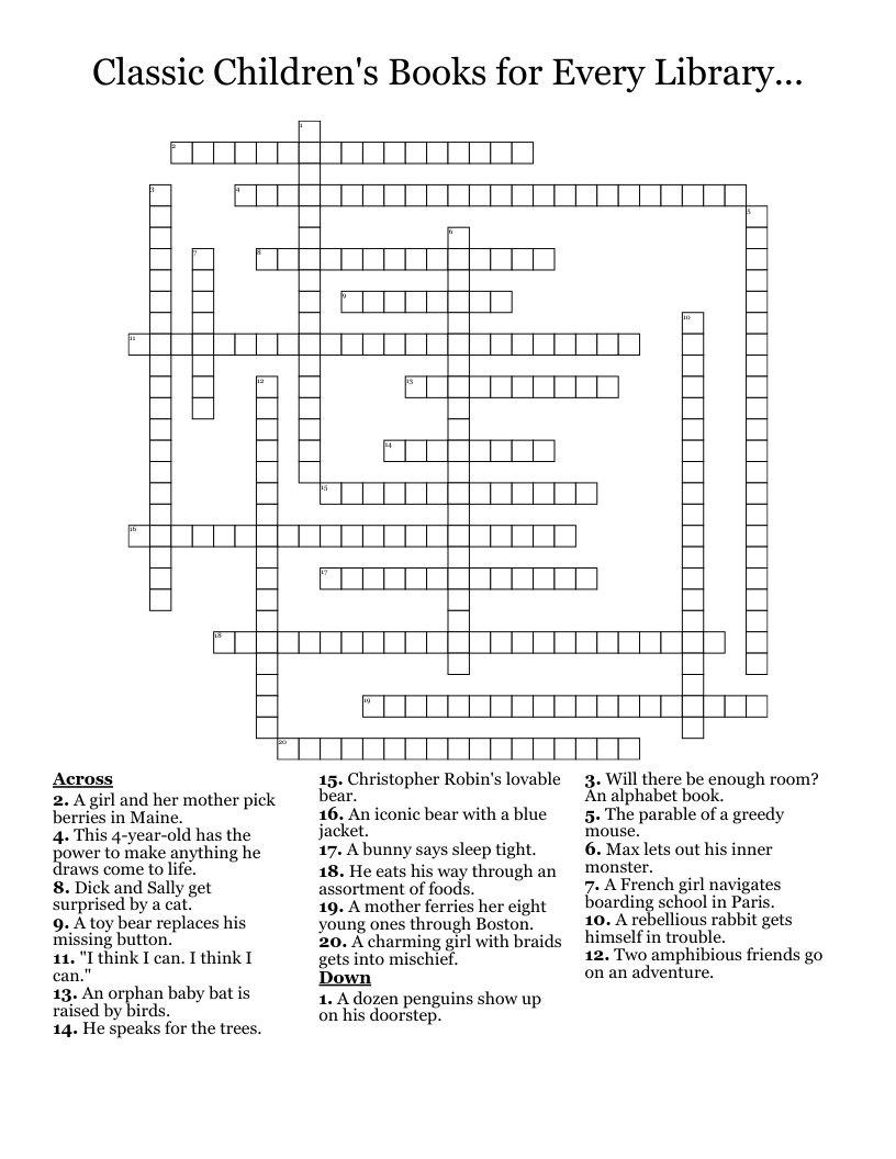 Classic Children s Books For Every Library Crossword WordMint Classic Children s Books For Every Library Crossword WordMint