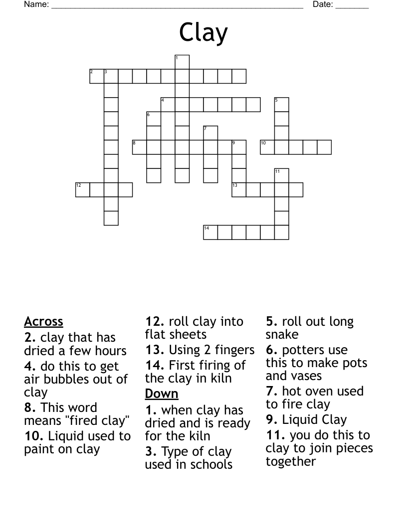 Clay Crossword WordMint