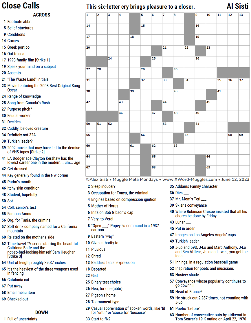 Close Calls XWord Muggles Forum Close Calls XWord Muggles Forum